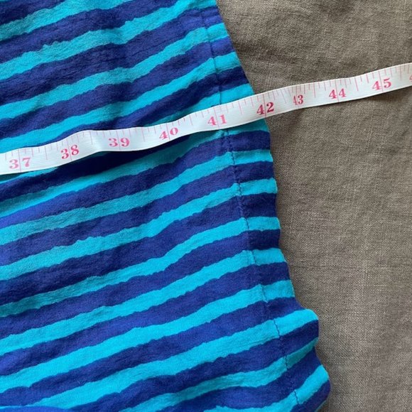 Oliphant Blue Striped Off The Shoulder Beach Boho Midi Dress - Picture 13 of 13